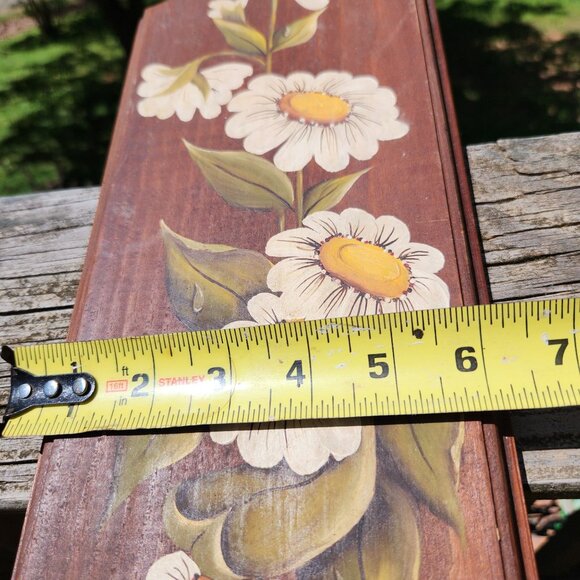 Vintage Hand Painted Floral & Candle Wood Wall Decor Set Farmhouse, Country, Rus - Picture 3 of 11